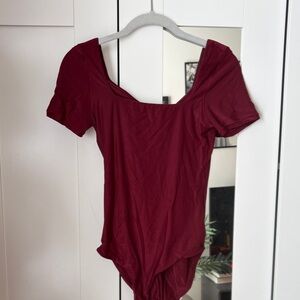 Aerie SMOOTHZ Burgundy Bodysuit